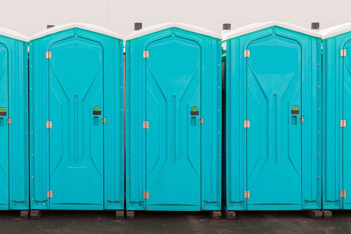 Industrial portable restroom units at a plant in Kearney, Nebraska